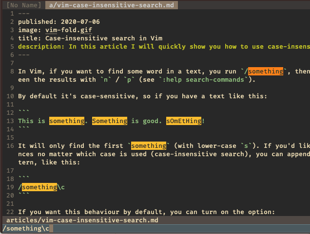 Case-insensitive search in Vim
